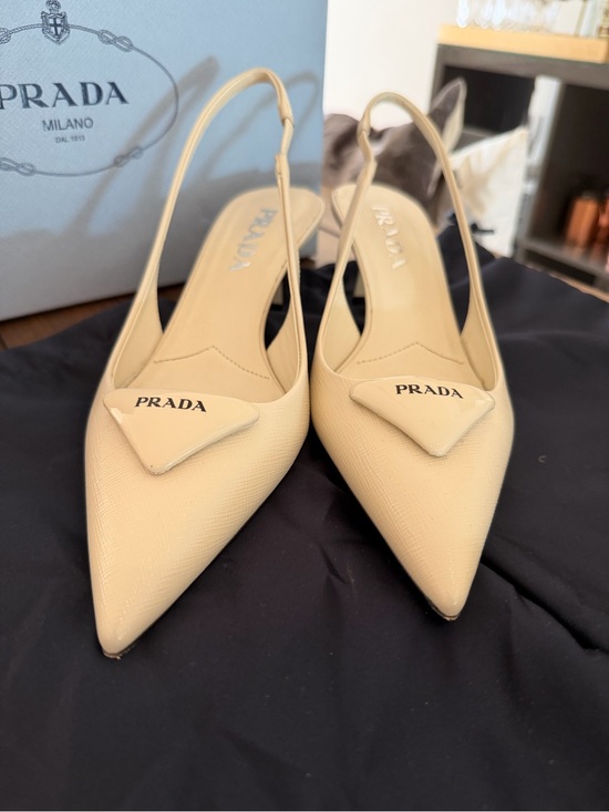 Prada Shoes - Prada Cream Beige Leather Pumps